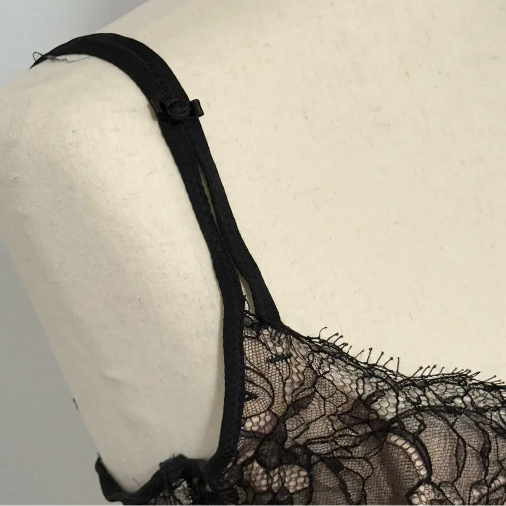 WACOAL Contour Embroidered Lace Demi Bra 36DD Black Eyelash Trim 85424